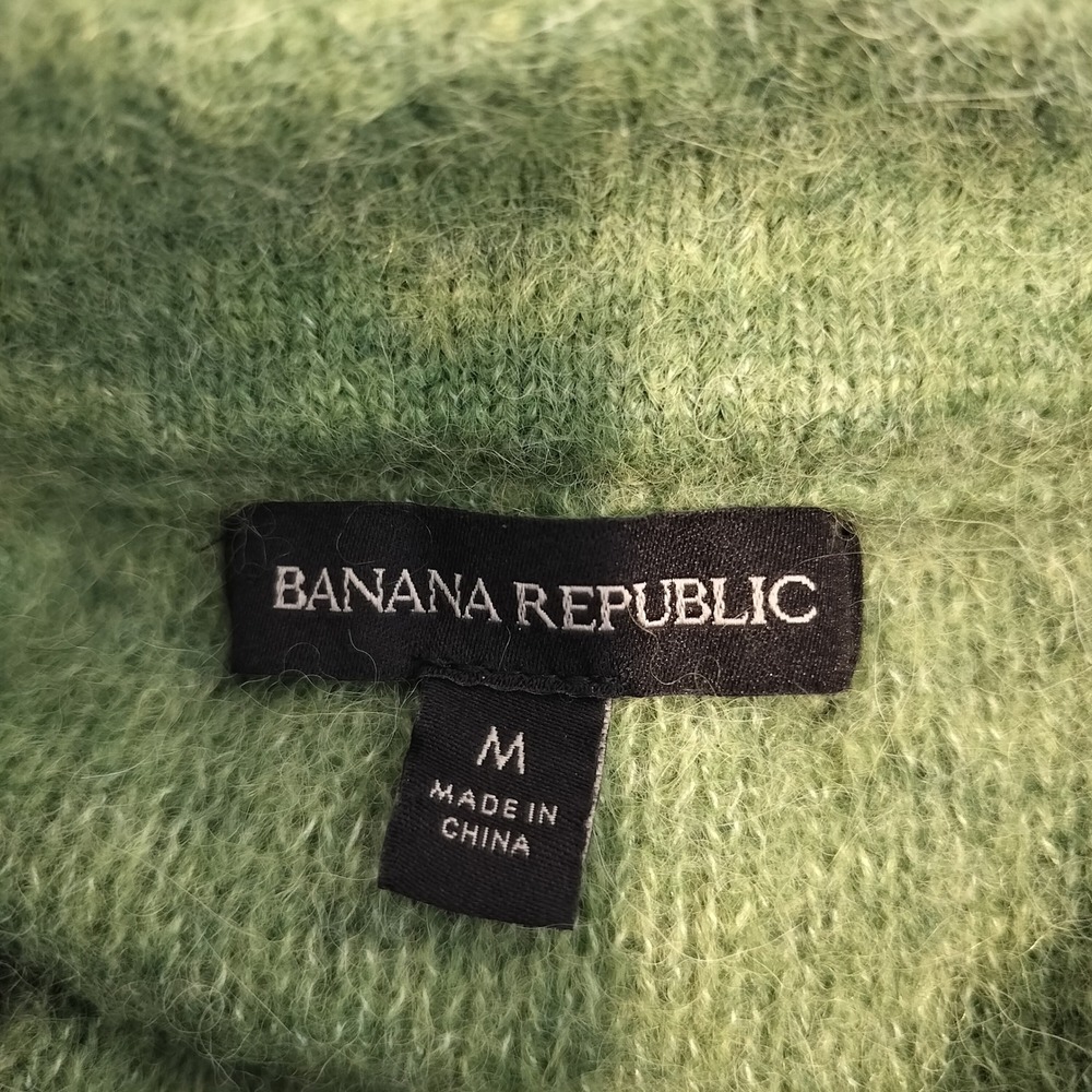 Banana Republic Wool Alpaca Sweater Balloon Sleeve Mock Neck Cozy Green - Picture 6 of 8